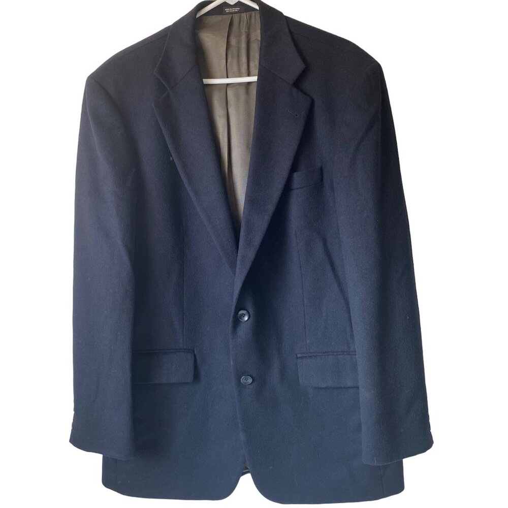 Oscar De La Renta Mens Navy Cashmere Blend Blazer Jacket 2 Buttons Size 42L